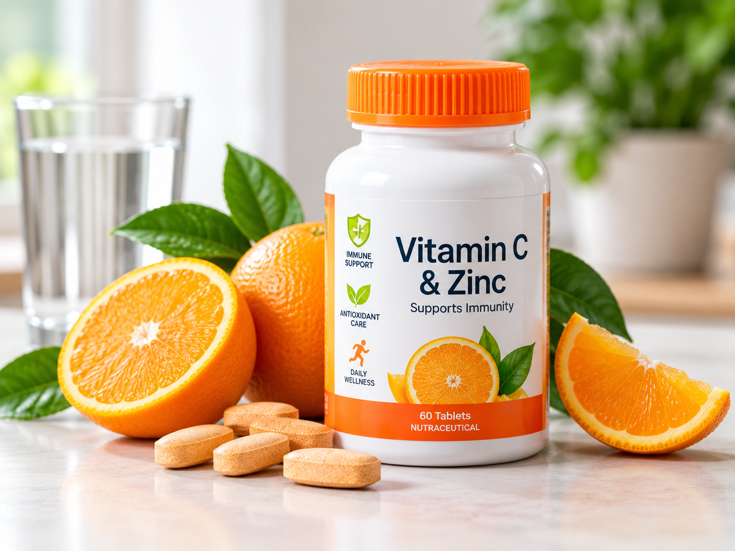 Vitamin C and Zinc wellness supplement